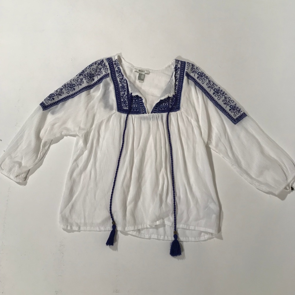 White Flowy Top